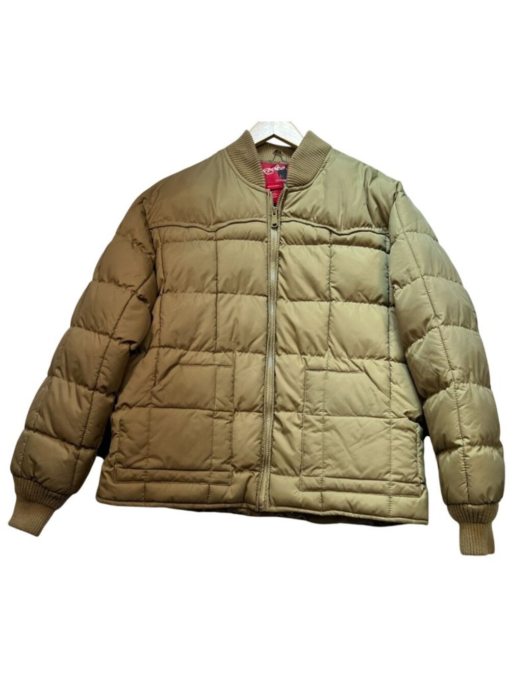 Rodeo Clothing Co. Men's Full Zip Quilted Puffer Jacket Long Sleeve Khaki